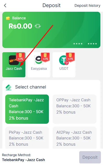 Click on Jazz cash